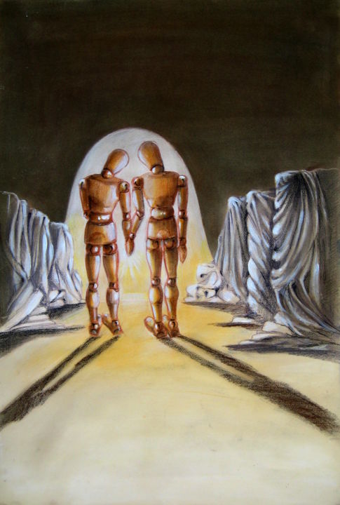 Drawing titled "Il matrimonio medio…" by Yulia A Korneva, Original Artwork, Chalk