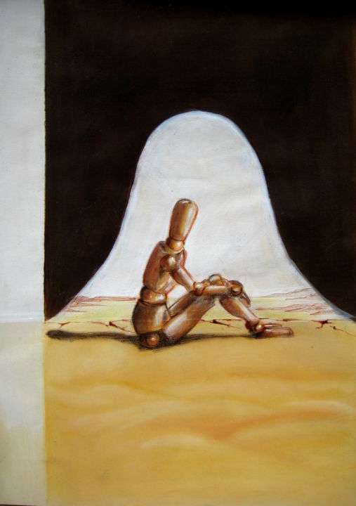 Drawing titled "La solitudine media…" by Yulia A Korneva, Original Artwork, Ballpoint pen