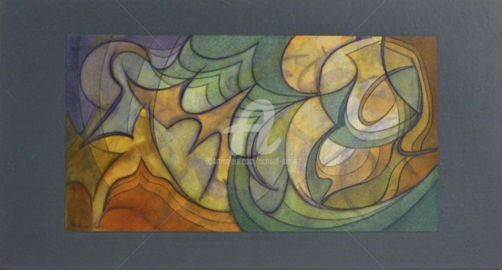Painting titled "Envolée automnale" by Richard Aubin, Original Artwork, Watercolor