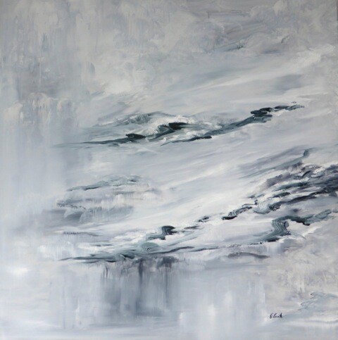 Painting titled "Au Cœur du Gris" by Elisa Cook Benbassat Bassat, Original Artwork, Oil