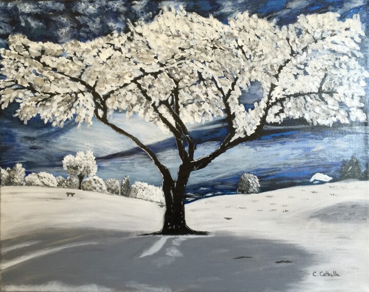 Arbre majestueux sous la neige Painting, 15.8x19.7 in