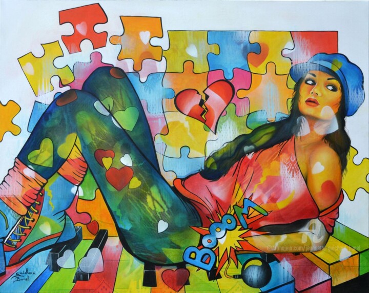 Peinture intitulée "lorsque-mon-coeur-f…" par Jeannette Guichard-Bunel, Œuvre d'art originale, Huile Monté sur Châssis en bo…