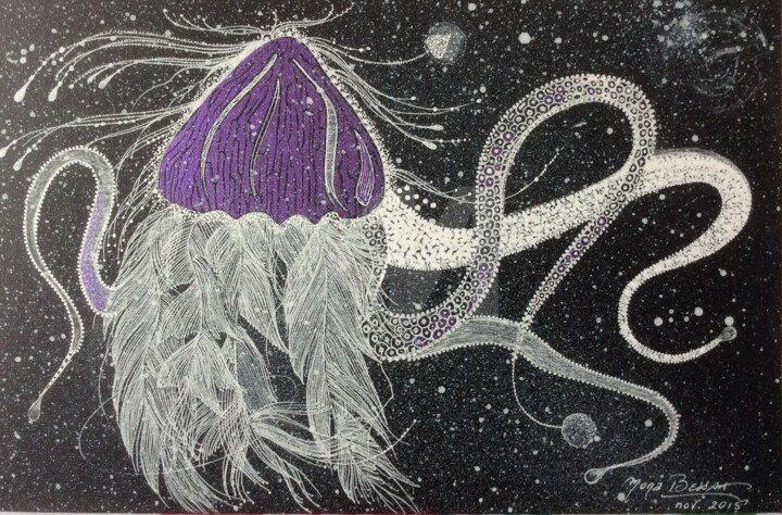 Peinture intitulée "Méduse empourprée" par Mona Bessaa, Œuvre d'art originale, Acrylique