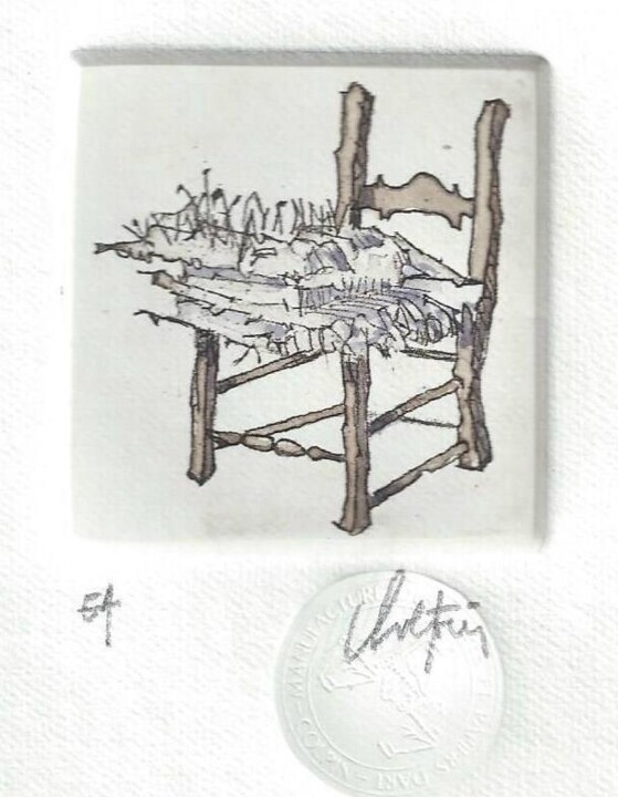 La chaise Printmaking, 3x2.3 in