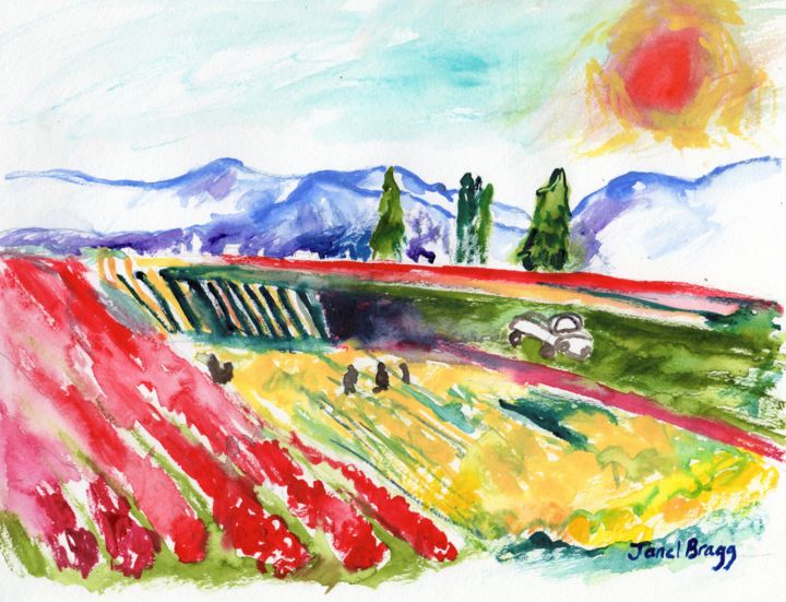 Painting titled "Skagit Valley Tulip…" by Janel Bragg, Original Artwork, Watercolor