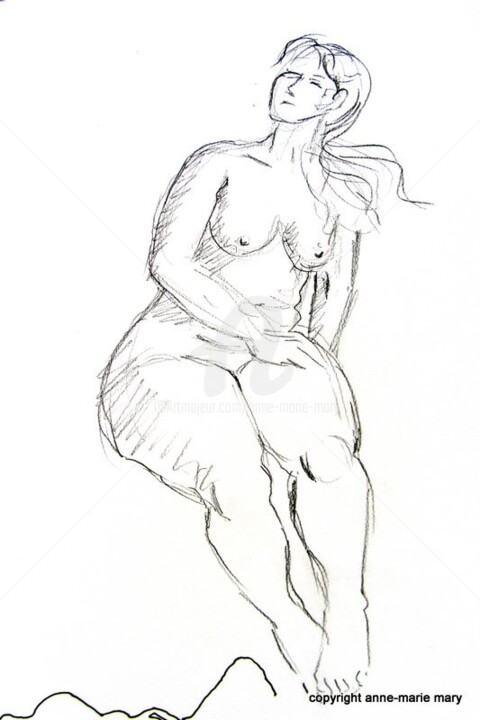 Dessin intitulée "croquis Caroline 18…" par Anne-Marie Mary, Œuvre d'art originale, Graphite