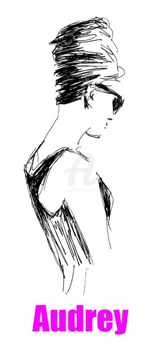 Dibujo titulada "audrey.jpg" por Marek Kolanus, Obra de arte original, Bolígrafo