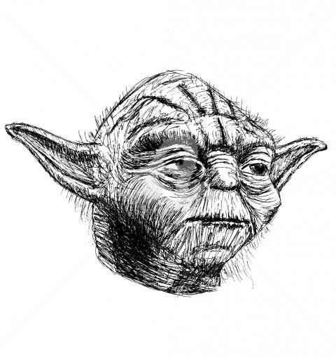 Dibujo titulada "yoda2.jpg" por Marek Kolanus, Obra de arte original, Bolígrafo