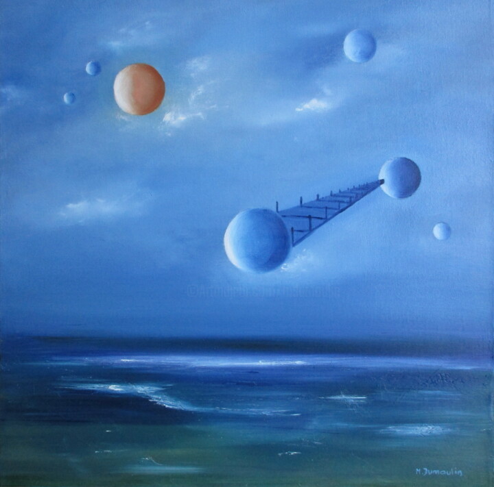 " Grand voyage" 绘画, 19.7x19.7 in