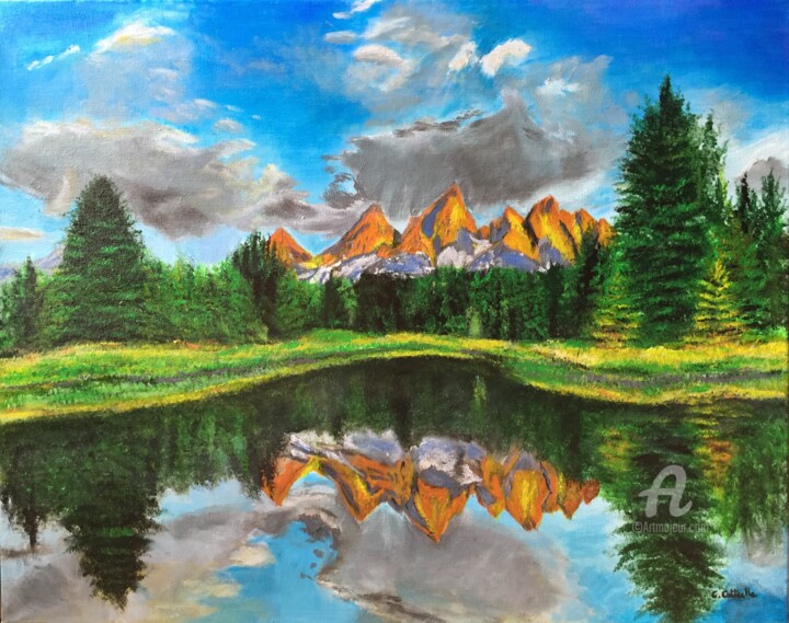 Peinture Reflet de montagne Painting, 15.8x19.7 in
