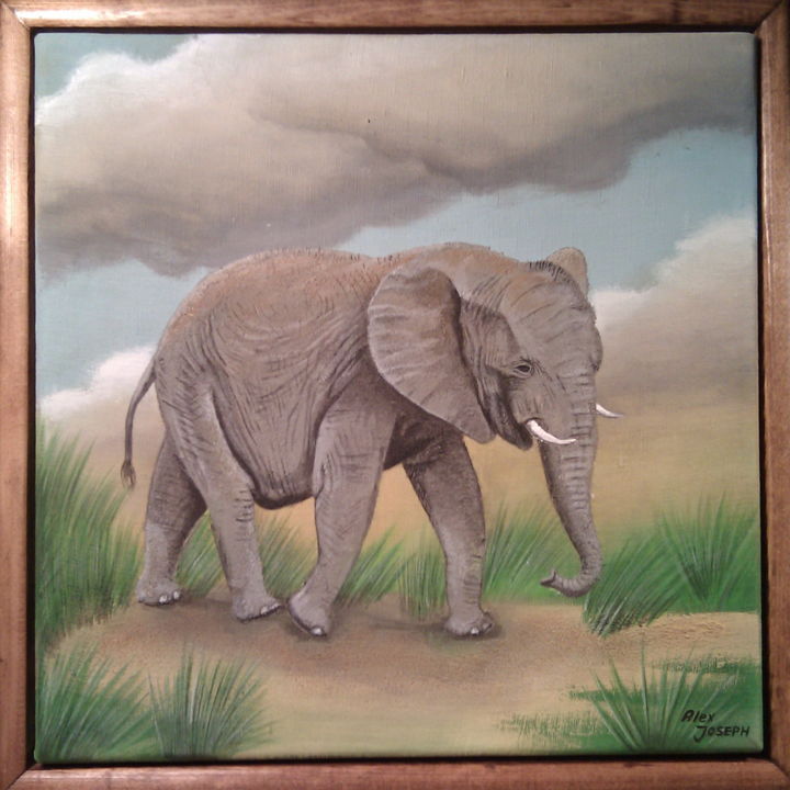 Peinture intitulée "elephant-30x30-2010…" par Alex Joseph, Œuvre d'art originale, Acrylique