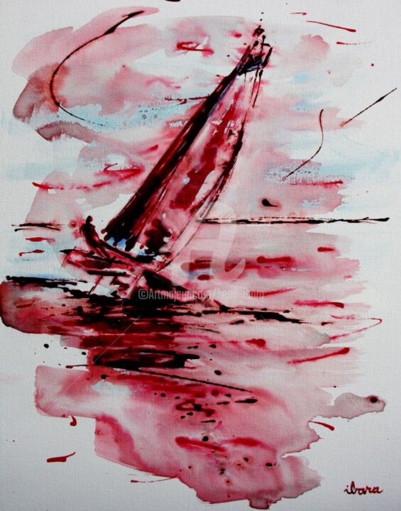 voile-n-1-peinture-rouge-et-sanguine-sur-carton-toile-format-50cm-sur-40cm.jpg 绘画