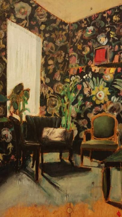 Painting titled "le salon fleuri de…" by Camille Colobert, Original Artwork