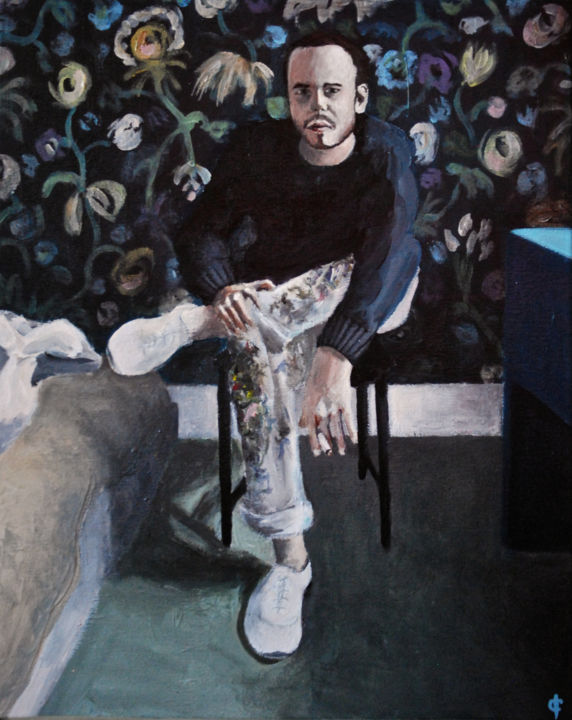 Painting titled "auto portrait dans…" by Camille Colobert, Original Artwork