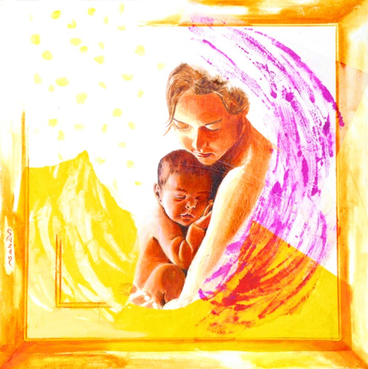 Peinture intitulée "Couleur tendresse" par M.Ou Mme Rajot Jean Louis, Œuvre d'art originale, Huile