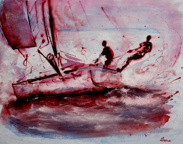 voile-n-2-peinture-rouge-et-sanguine-sur-carton-toile-format-50cm-sur-40cm.jpg 绘画, 15.8x19.7 in