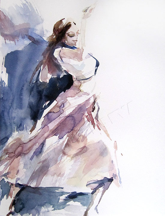 Danseuse espagnole 绘画, 12.6x9.5 in