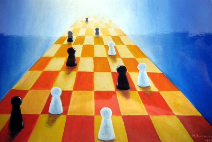 " Un pion parmi les pions " 绘画, 15.8x21.7 in