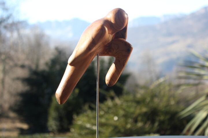 Scultura intitolato "Aïe !" da Max Bernard, Opera d'arte originale, Legno