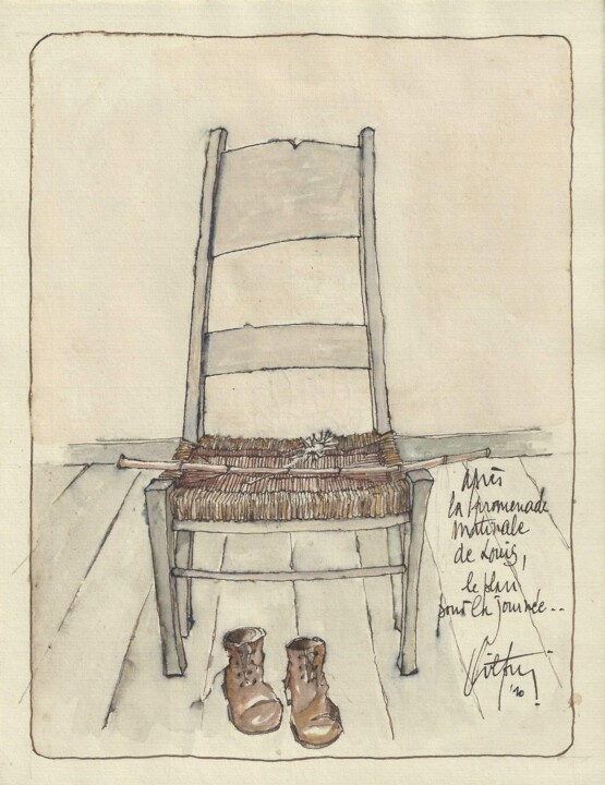 图画 标题为“Après la promenade…” 由André Colpin, 原创艺术品, 墨