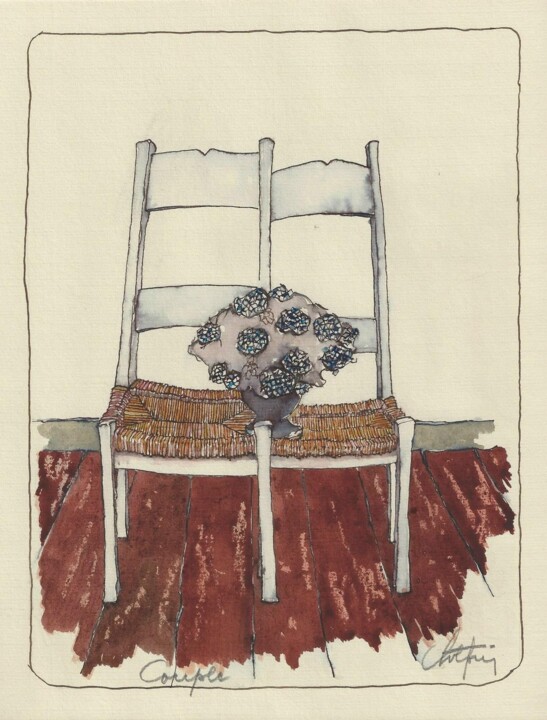 图画 标题为“Couple” 由André Colpin, 原创艺术品, 墨