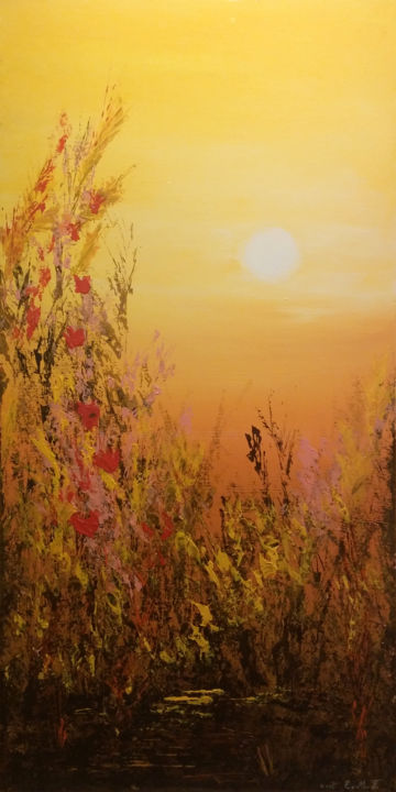 Peinture intitulée "Graminées" par Emmanuelle Menny Fleuridas, Œuvre d'art originale, Acrylique Monté sur Châssis en bois