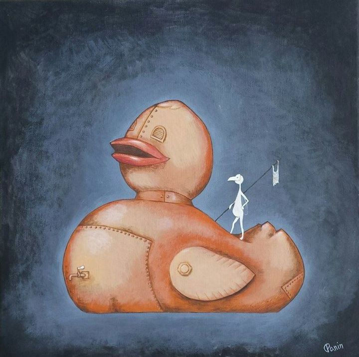 Painting titled "Duck" by Denis Panin, Original Artwork, Acrylic