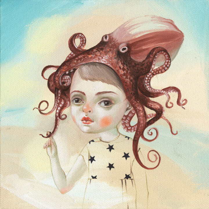 Schilderij getiteld "Octopus" door Natalia Derevianko, Origineel Kunstwerk, Olie