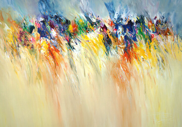 Painting titled "Energetic Line XL 1" by Peter Nottrott, Original Artwork, Acrylic