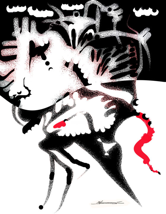 Digital Arts titled "The old rooster" by Bondo, Original Artwork, Acrylic