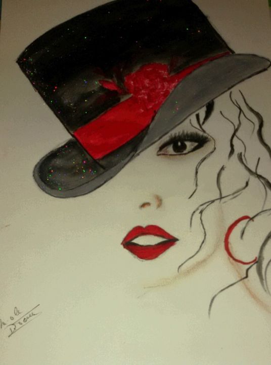 la-femme-au-chapeau.jpg Drawing, 15.8x11.8 in