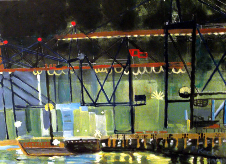 Werft bei Nacht 绘画, 19.7x27.6 in