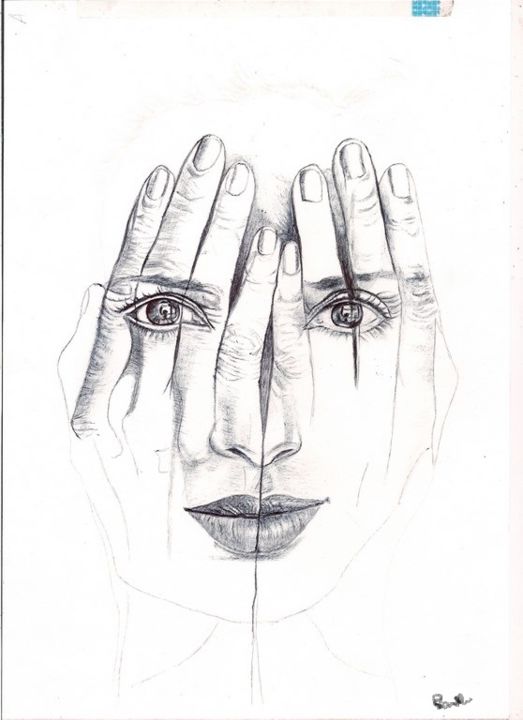 「portrait.jpg」というタイトルの描画 Bastによって, オリジナルのアートワーク, ボールペン