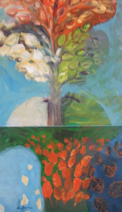 Schilderij getiteld "SAISONS" door Mchartrie, Origineel Kunstwerk, Acryl Gemonteerd op Houten paneel