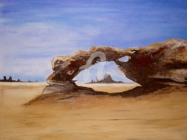 Painting titled "Arco di roccia" by Guido Mannini, Original Artwork, Oil