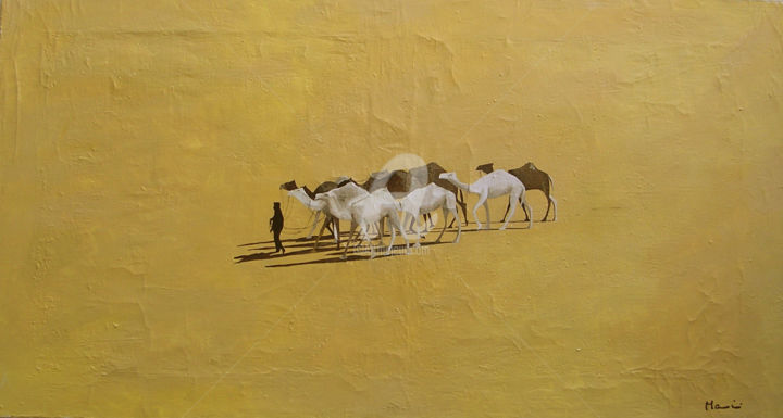 Pittura intitolato "Anime nel deserto" da Guido Mannini, Opera d'arte originale, Olio