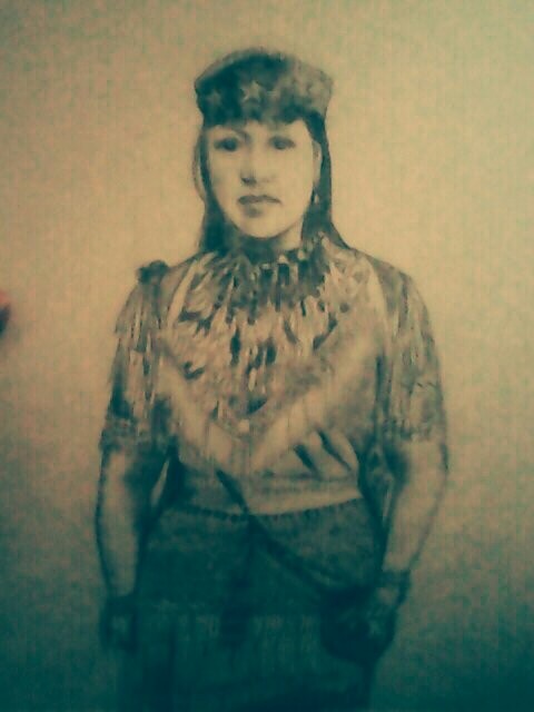 Dibujo titulada "Sarah Winnemucca" por Descamps Valerie, Obra de arte original, Lápiz