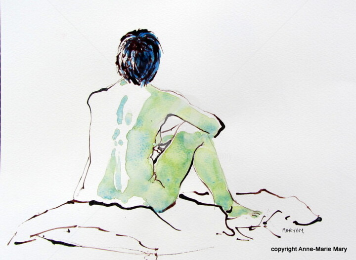 Dessin intitulée "croquis veronik (1)…" par Anne-Marie Mary, Œuvre d'art originale, Autre