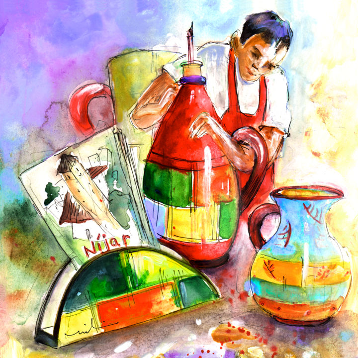 Ceramics From Nijar 绘画, 8.3x8.3 in