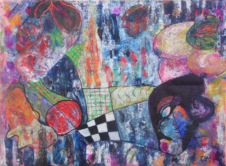 Affrontement 绘画, 17.7x23.6 in
