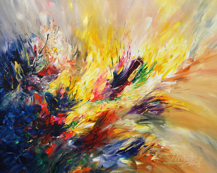 Painting titled "Energetic Fields L 1" by Peter Nottrott, Original Artwork, Acrylic