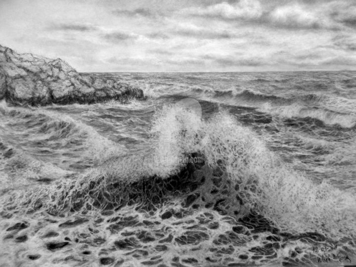图画 标题为“etude-paysage-marin…” 由Cecilia Melinescu, 原创艺术品, 铅笔