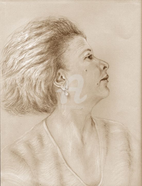 图画 标题为“autoportret” 由Cecilia Melinescu, 原创艺术品, 铅笔