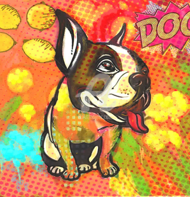 Digitale Kunst mit dem Titel "“Pop Art Dog "A Lim…" von Jb Studio, Original-Kunstwerk