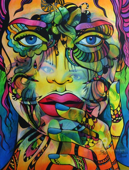 Peinture intitulée "la sauvageonne" par Jeannette Guichard-Bunel, Œuvre d'art originale, Huile