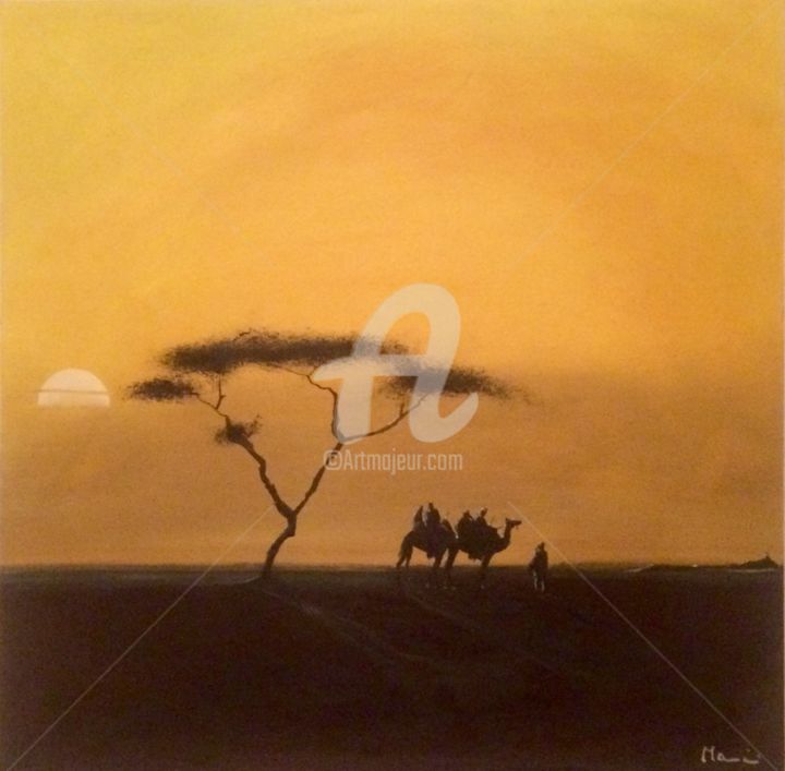 Pittura intitolato "Notturno" da Guido Mannini, Opera d'arte originale, Olio