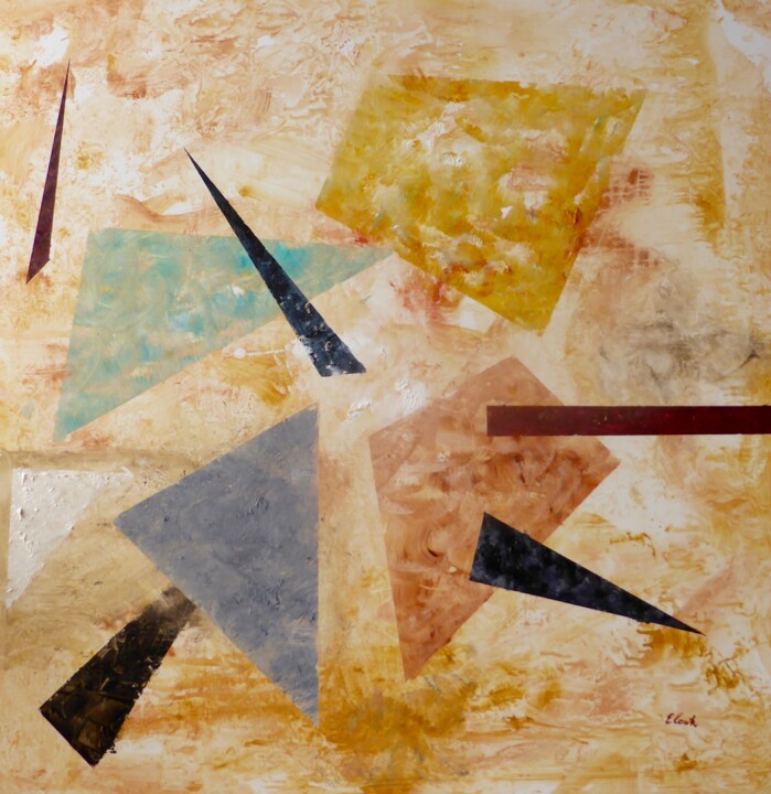 Painting titled "Géométrie poétique" by Elisa Cook Benbassat Bassat, Original Artwork, Oil