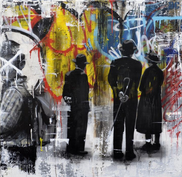 Painting titled "autors anonymous" by Ac One, Original Artwork, Spray paint