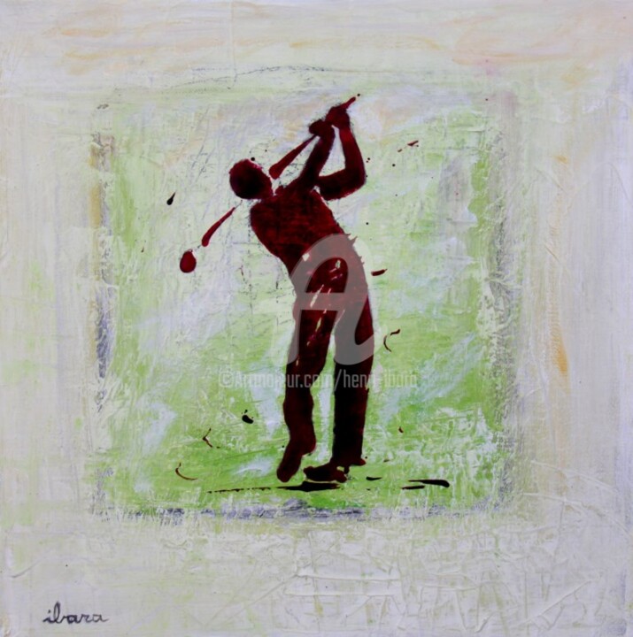golf-n-20-peinture-d-ibara-acrylique-sur-toile-format-30cm-sur-30cm-encadre.jpg 绘画, 11.8x11.8 in