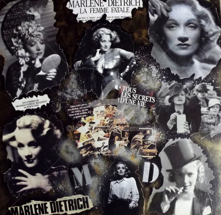 Marlène Dietrich 拼贴, 23.6x23.6 in